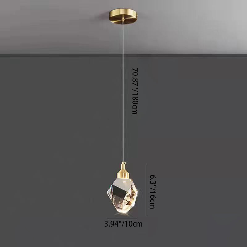 Lyxig Diamant Kub Kristall Järn LED Pendellampa För Sovrum