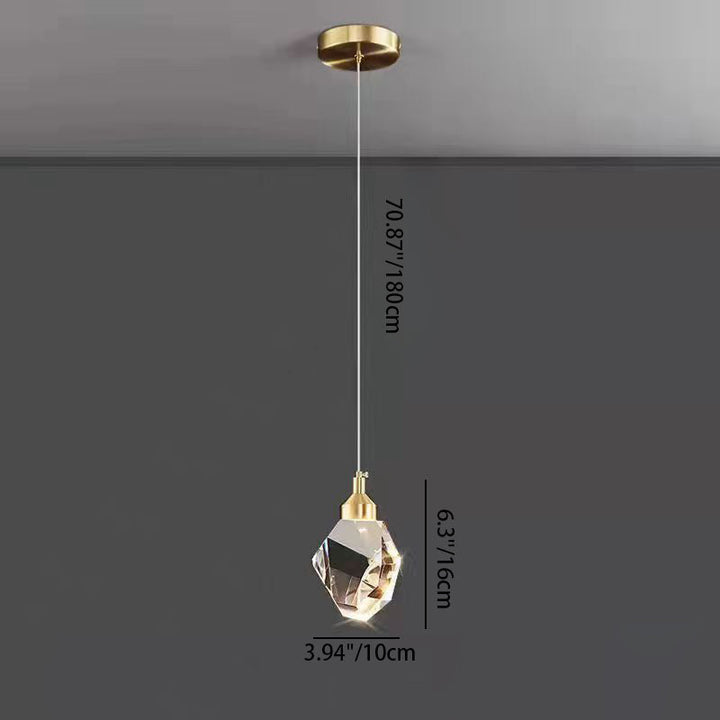 Lyxig Diamant Kub Kristall Järn LED Pendellampa För Sovrum