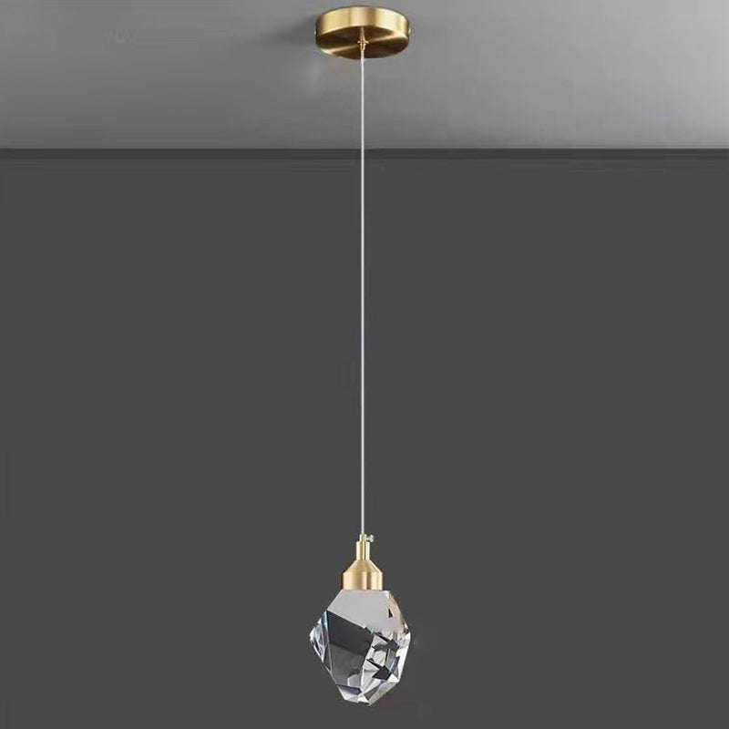 Lyxig Diamant Kub Kristall Järn LED Pendellampa För Sovrum