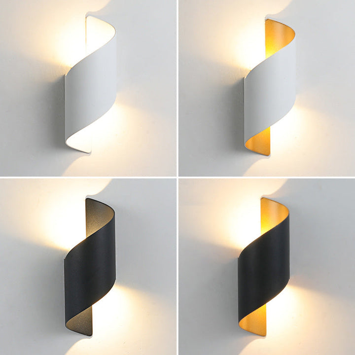 Modern Minimalist Vattentät Spiral Aluminium Akryl LED Vägglampa för Sovrum