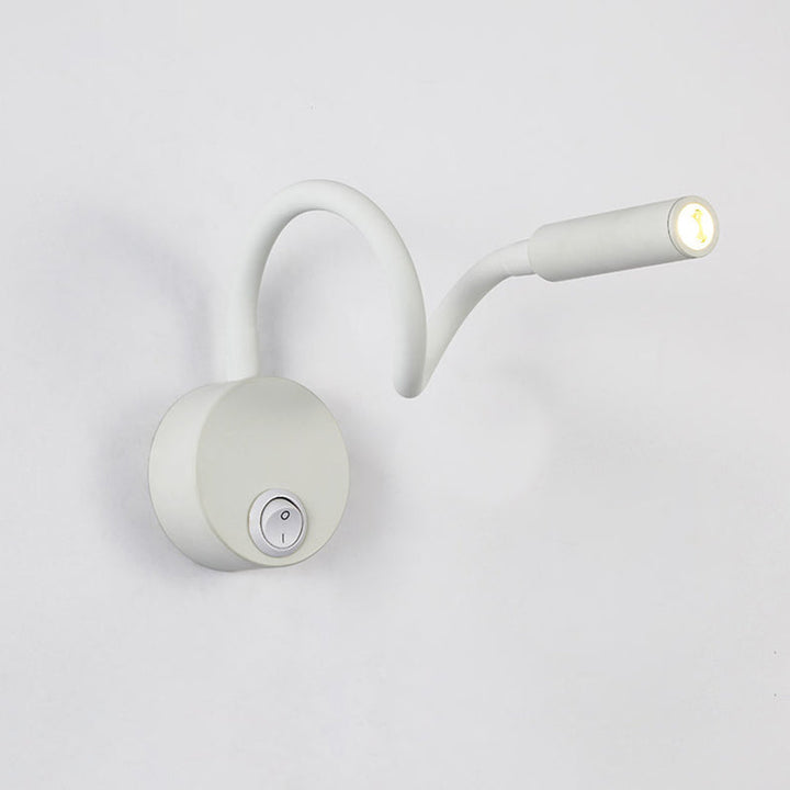 Modern minimalistisk järn rund flexibel böjd rör LED-läslampa väggsconcelampa för sovrum
