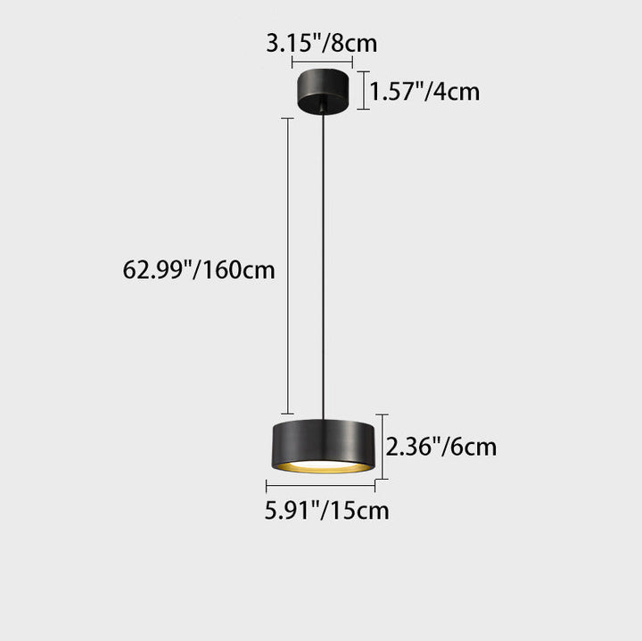 Minimalistisk Rund Cylinder Järn LED Pendellampa för Sovrum