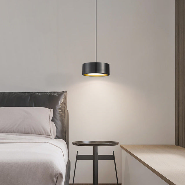 Minimalistisk Rund Cylinder Järn LED Pendellampa för Sovrum