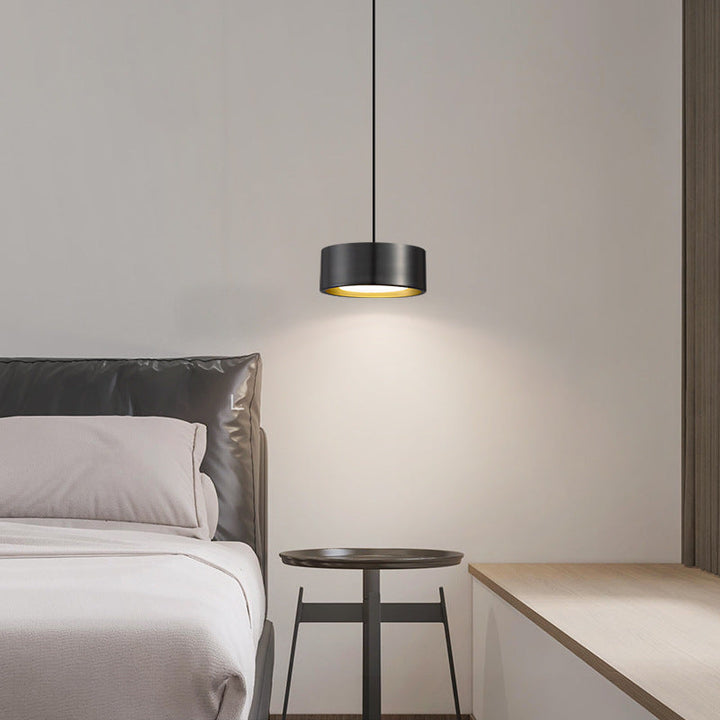 Minimalistisk Rund Cylinder Järn LED Pendellampa för Sovrum