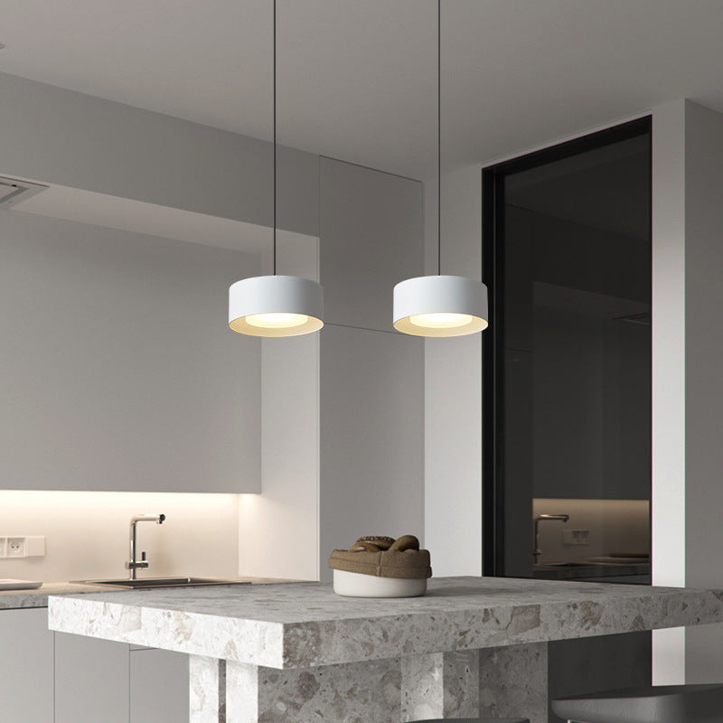 Minimalistisk Rund Cylinder Järn LED Pendellampa för Sovrum