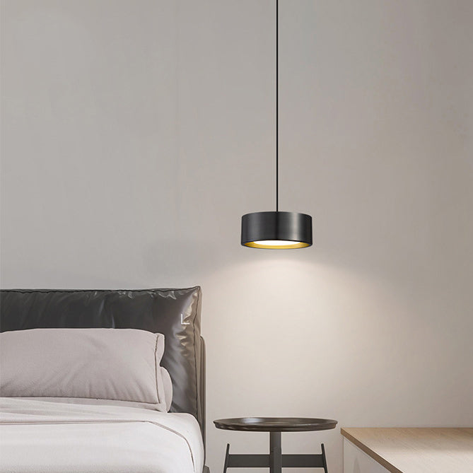 Minimalistisk Rund Cylinder Järn LED Pendellampa för Sovrum