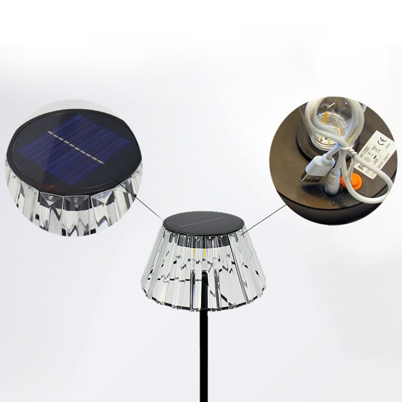 Samtida Industriell Vattentät Solenergi USB Järn Glas Utomhus LED Stående Golvlampa För Trädgård |
