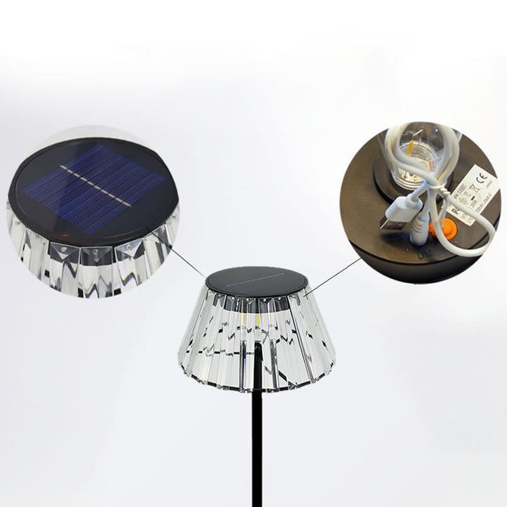 Samtida Industriell Vattentät Solenergi USB Järn Glas Utomhus LED Stående Golvlampa För Trädgård |