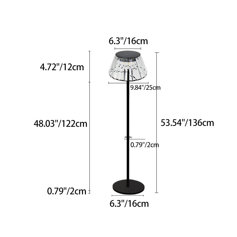 Samtida Industriell Vattentät Solenergi USB Järn Glas Utomhus LED Stående Golvlampa För Trädgård |