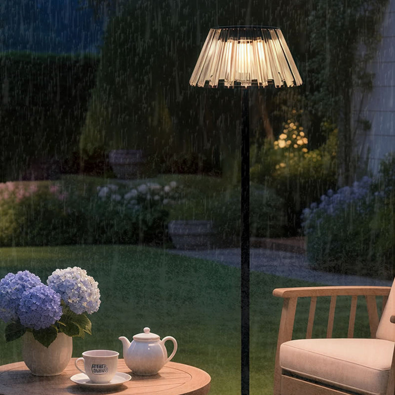Samtida Industriell Vattentät Solenergi USB Järn Glas Utomhus LED Stående Golvlampa För Trädgård |
