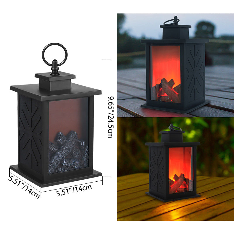 Samtida Retro ABS Simulerad Eldstad Rund Batteri Rektangulär LED Bordslampa För Vardagsrum