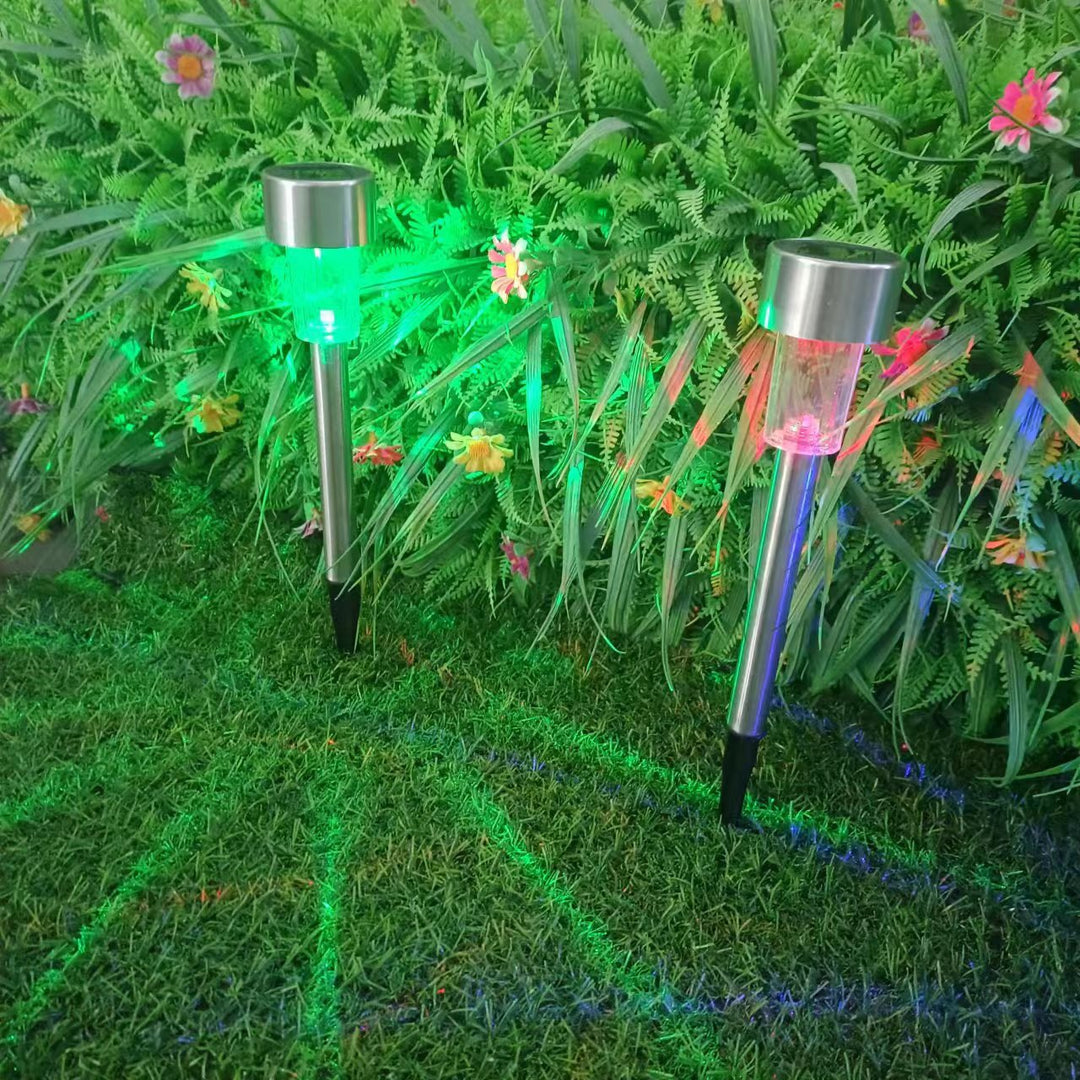 Modern enkelhet solenergi vattentät rostfritt stål cylinder LED landskapsbelysning utomhusbelysning för trädgården