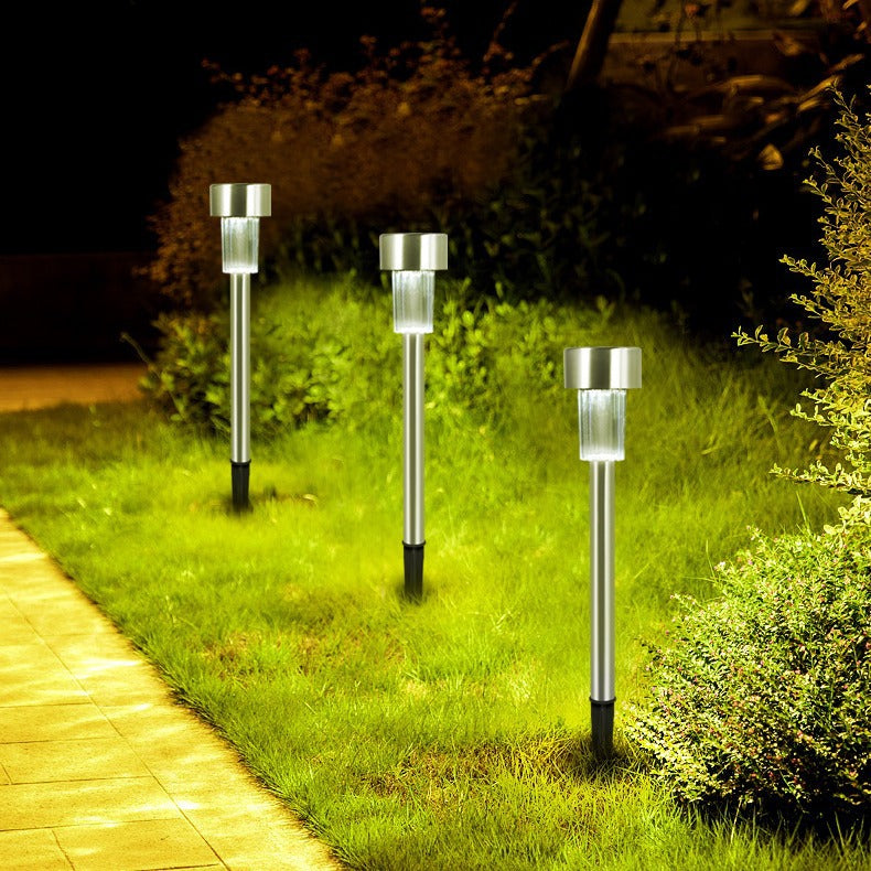 Modern enkelhet solenergi vattentät rostfritt stål cylinder LED landskapsbelysning utomhusbelysning för trädgården