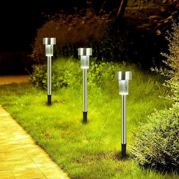 Modern enkelhet solenergi vattentät rostfritt stål cylinder LED landskapsbelysning utomhusbelysning för trädgården