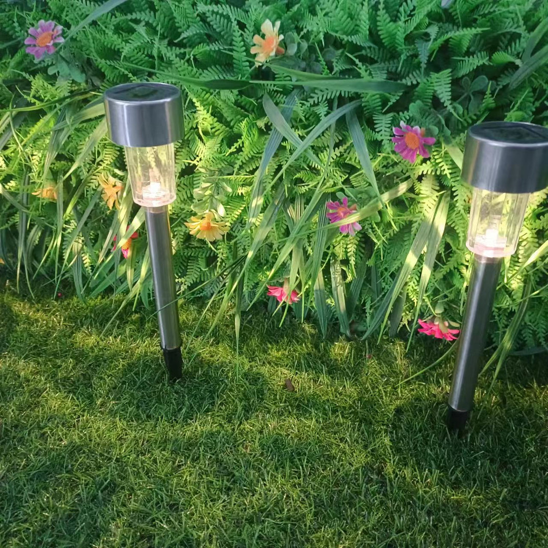 Modern enkelhet solenergi vattentät rostfritt stål cylinder LED landskapsbelysning utomhusbelysning för trädgården