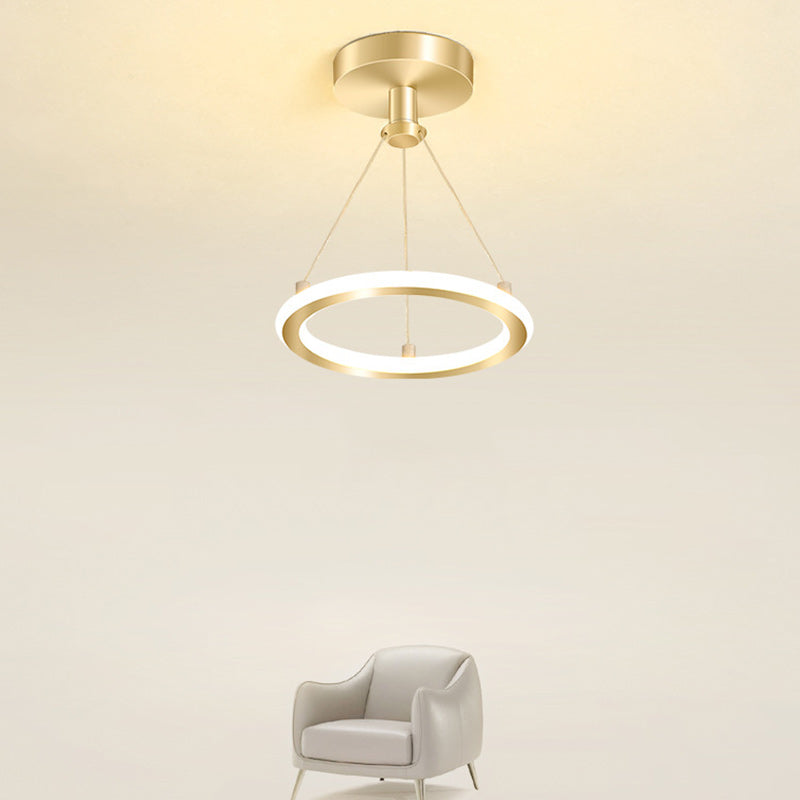 Samtida Nordisk Rund Metall Silika LED Semi-Flush Mount Taklampa för Korridor