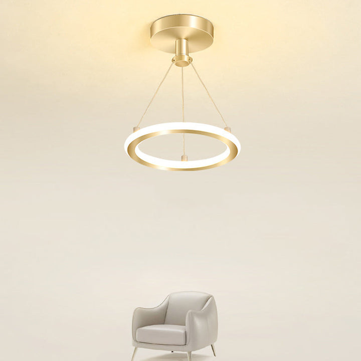 Samtida Nordisk Rund Metall Silika LED Semi-Flush Mount Taklampa för Korridor