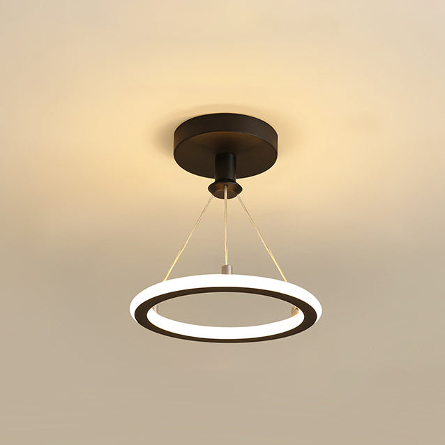 Samtida Nordisk Rund Metall Silika LED Semi-Flush Mount Taklampa för Korridor