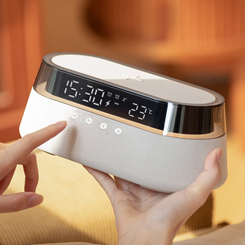 Nattlampa Trådlös Laddningsväckarklocka Retro Bluetooth Högtalare