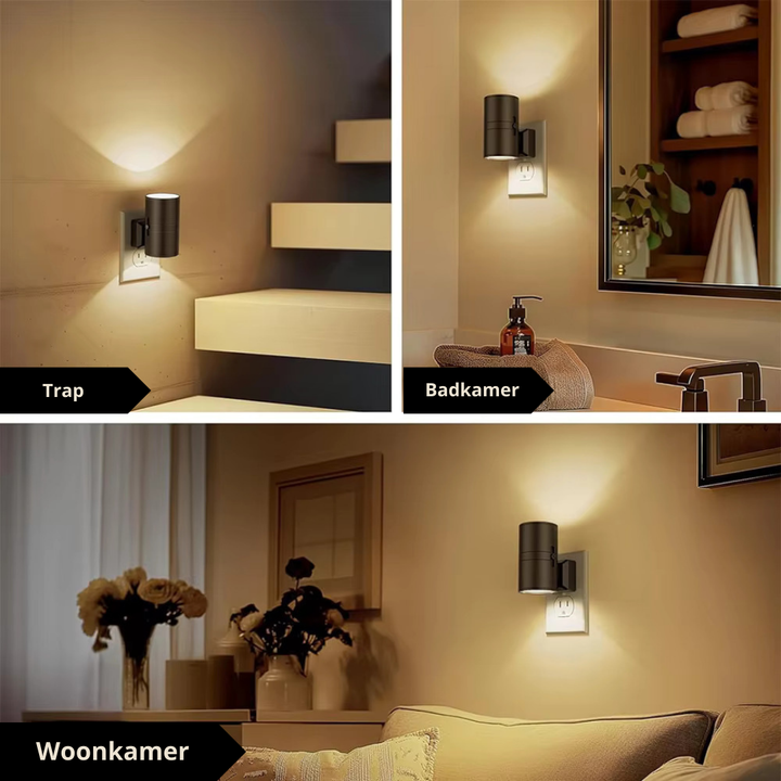 Lyxig Plug-In Ambient Nattlampa – Dimbar LED Vägglampa med Sensor (3000K Varm Glöd)