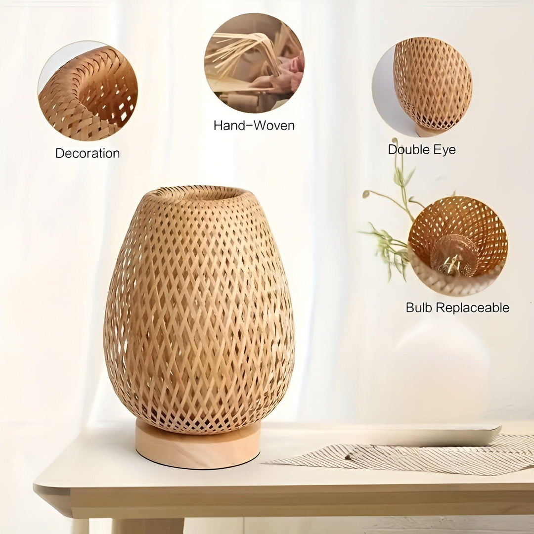 Aura Lampa - Bambu USB-driven Bordslampa för Sovrummet