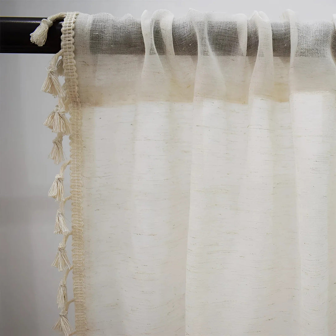 Boho Bomull-Linne Halvgenomskinliga Gardiner