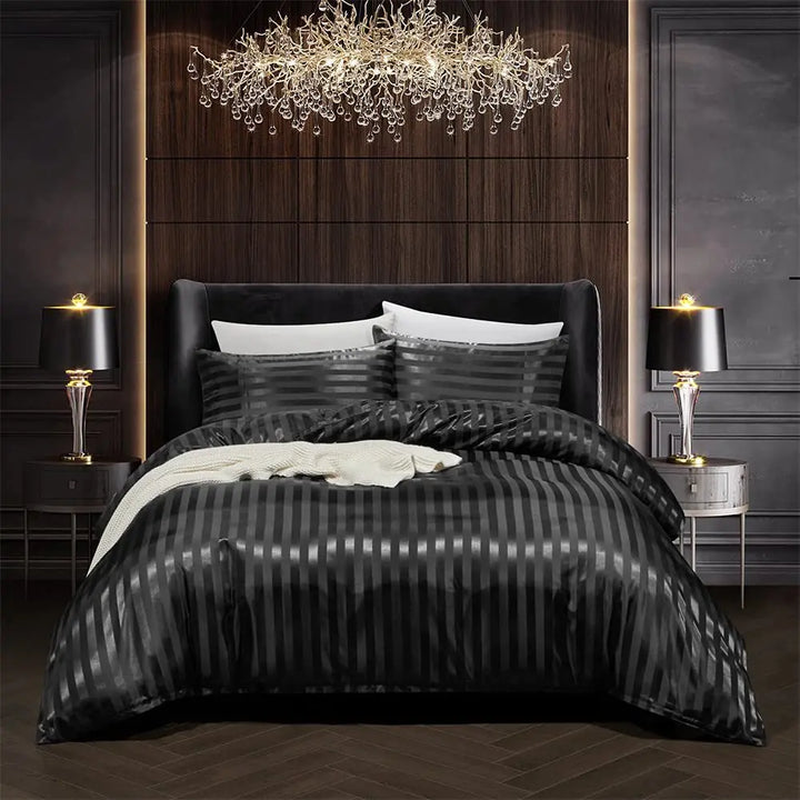 NoirLuxe Duvet Cover Set - Elegant Satin Sängtransformeringar