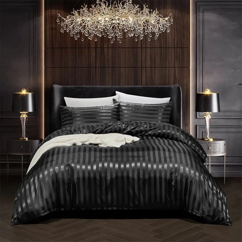 NoirLuxe Set - Lyxigt Satin Påslakan för Sovrummet