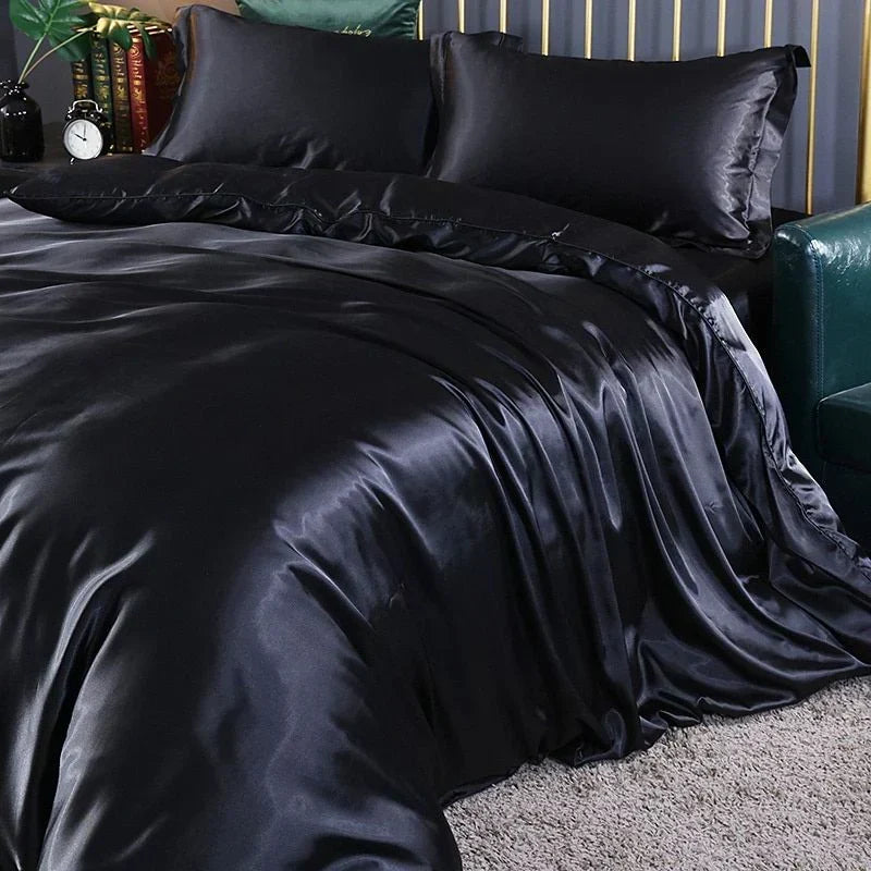 Elegant Satin Silke Sängkläder Set - Lyxig Komfort för Varje Natt