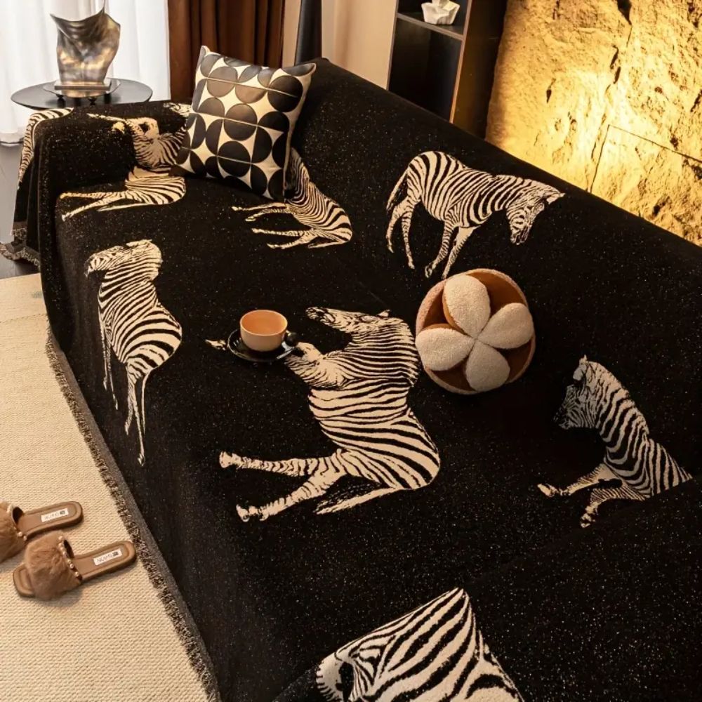 Svart Stride Zebra Sofföverdrag