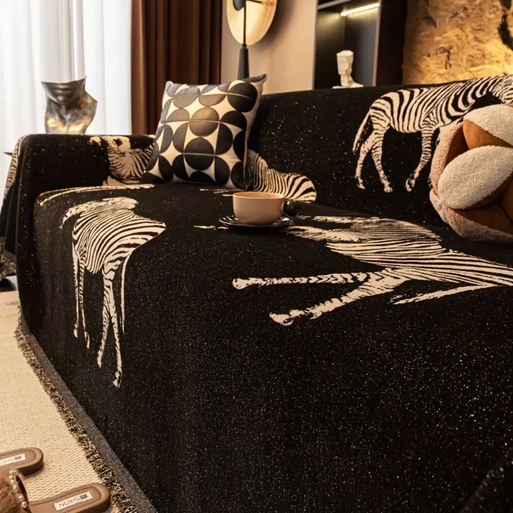 Svart Stride Zebra Sofföverdrag