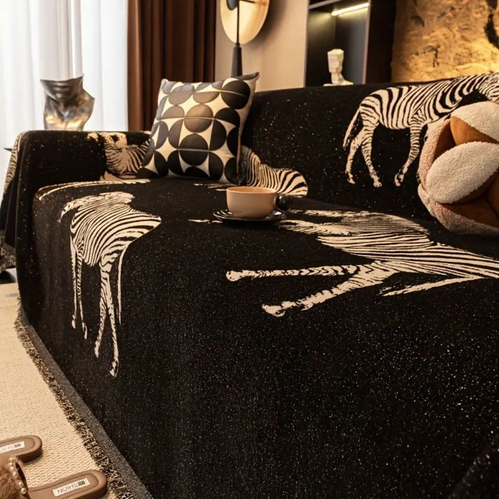 Svart Stride Zebra Sofföverdrag