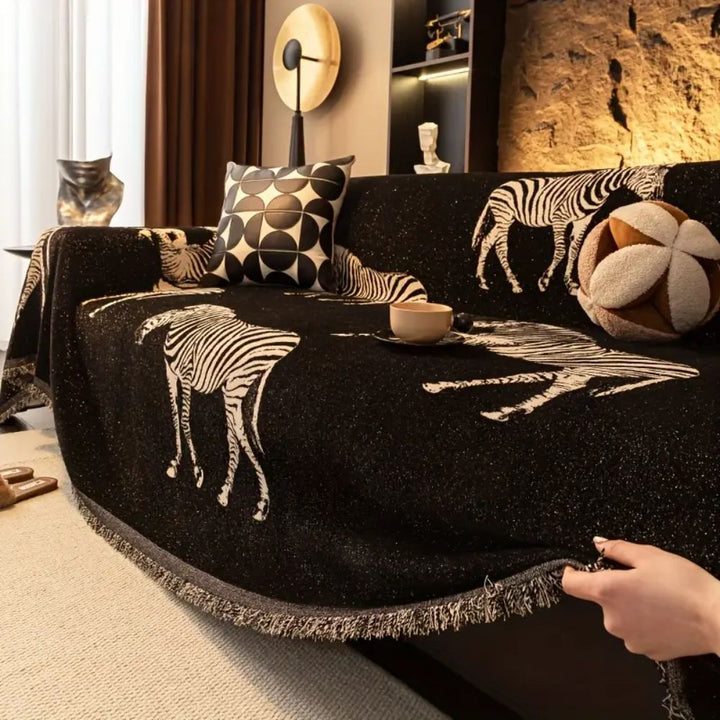Svart Stride Zebra Sofföverdrag
