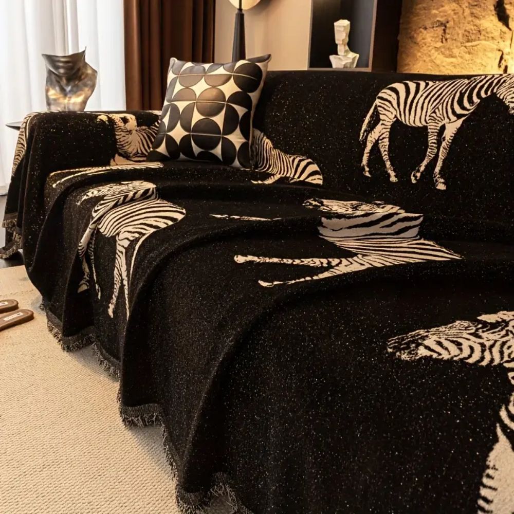 Svart Stride Zebra Sofföverdrag