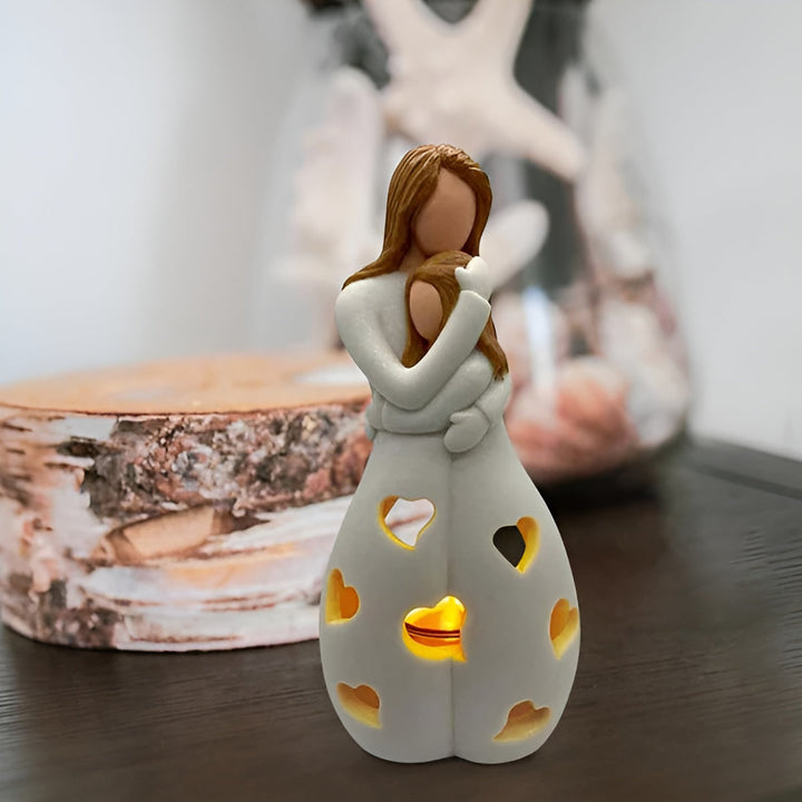 Omfamna Mor Dotter Figur Fladdrande Ljuslykta - LoveGlow