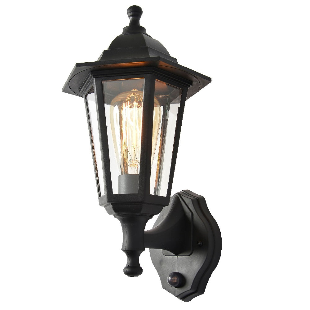 Svart Utomhus Vintage Hängande Lampa med PIR