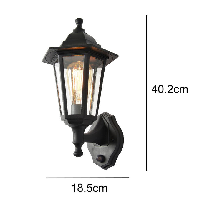 Svart Utomhus Vintage Hängande Lampa med PIR