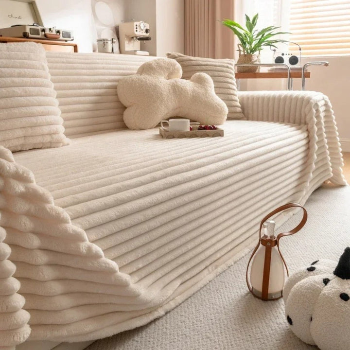 Plush Randig Varm Sofföverdrag