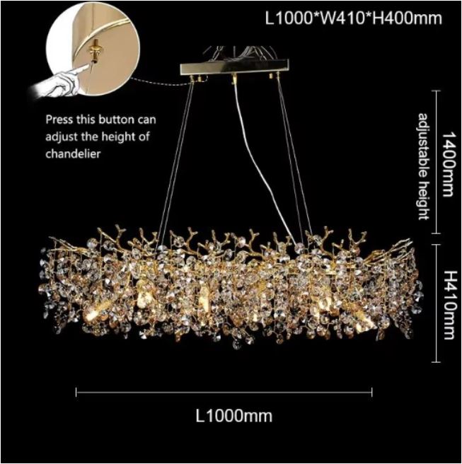 Lång Kristallpendellampa | Nordisk LED Ö-lampa med Fjärrkontroll (G9)