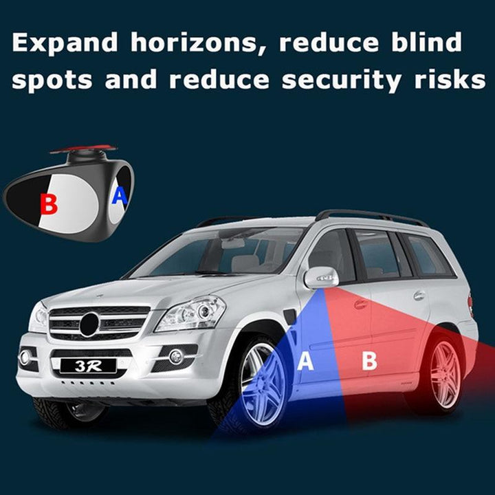 Bilspegel Stort Synfält Bakåtspegling Hjälpande Reverserings Blindzon Bredvinkelspegel 360 Rotationsjusterbar Dubbel Linse Coach Spegel