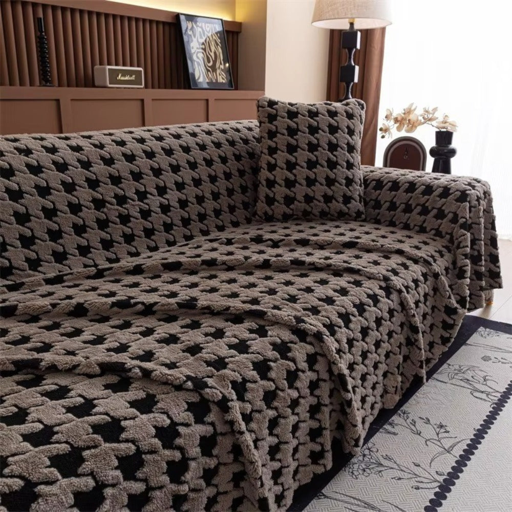 Cavalli Houndstooth Plysch Sofföverdrag