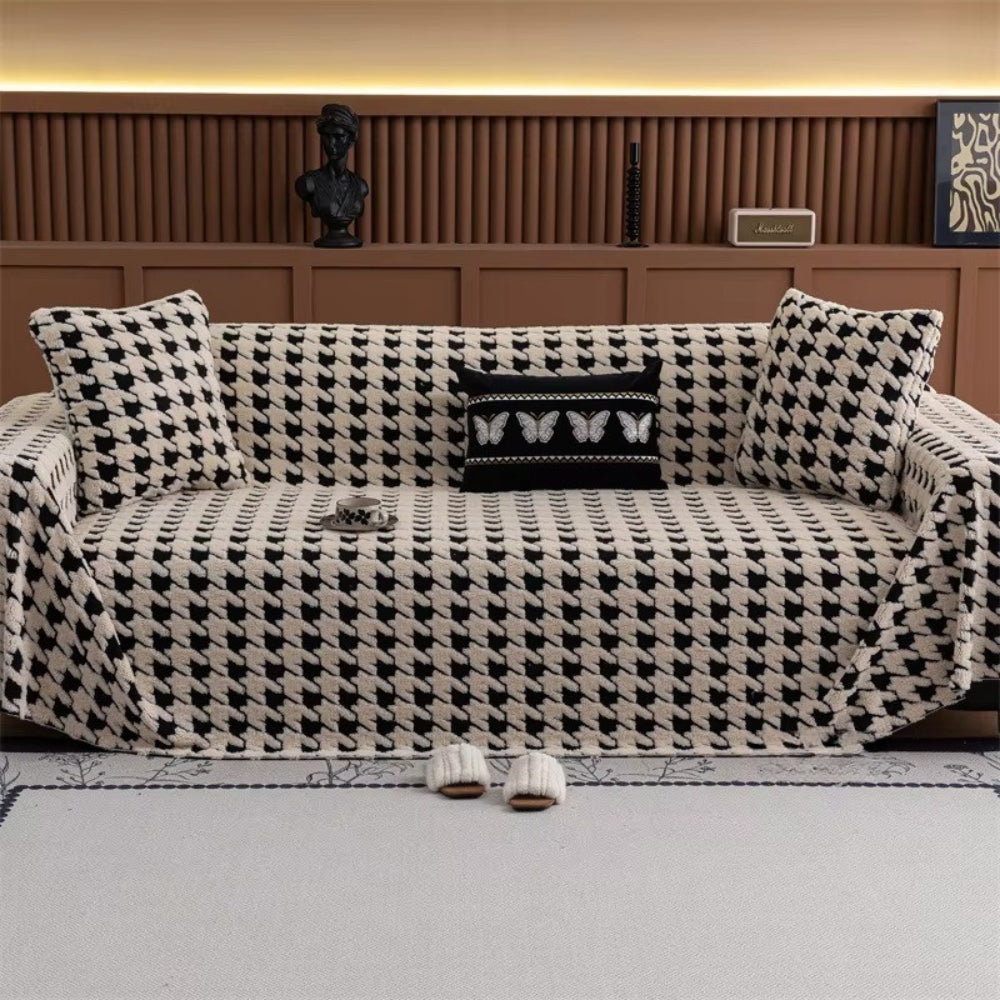 Cavalli Houndstooth Plysch Sofföverdrag