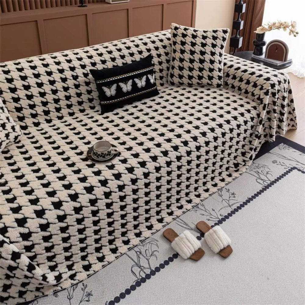 Cavalli Houndstooth Plysch Sofföverdrag