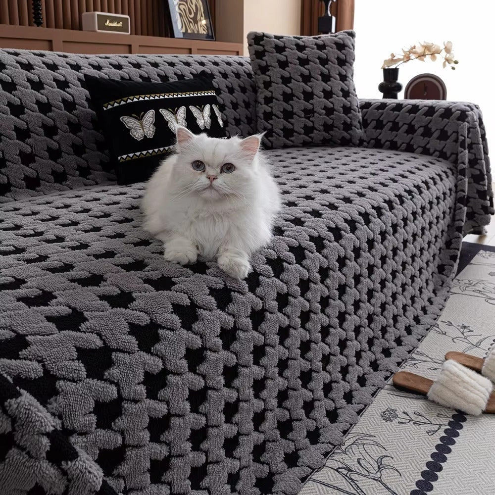 Cavalli Houndstooth Plysch Sofföverdrag