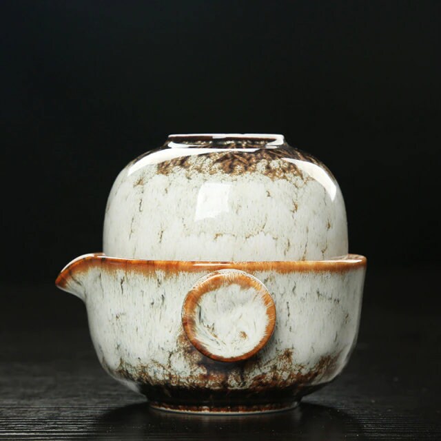 Keramisk Gaiwan Set kuai ke Teaset Camping Kung Fu Teaset 1 Teapot 1 Kopp Reseteapot Kaffekopp Vattenmugg Kontorskanna Drickredskap