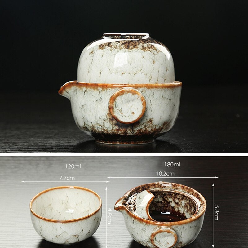 Keramisk Gaiwan Set kuai ke Teaset Camping Kung Fu Teaset 1 Teapot 1 Kopp Reseteapot Kaffekopp Vattenmugg Kontorskanna Drickredskap