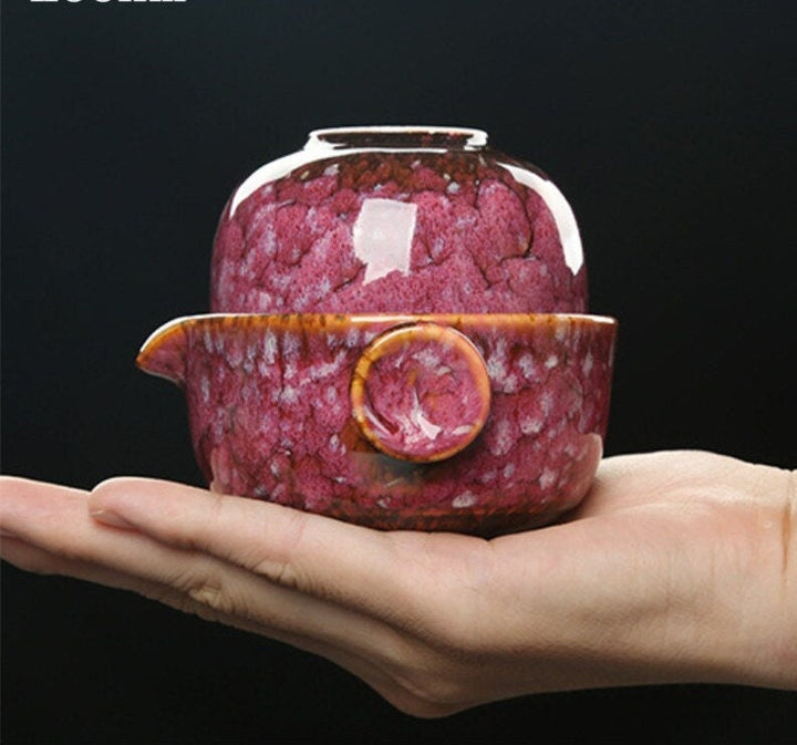 Keramisk Gaiwan Set kuai ke Teaset Camping Kung Fu Teaset 1 Teapot 1 Kopp Reseteapot Kaffekopp Vattenmugg Kontorskanna Drickredskap