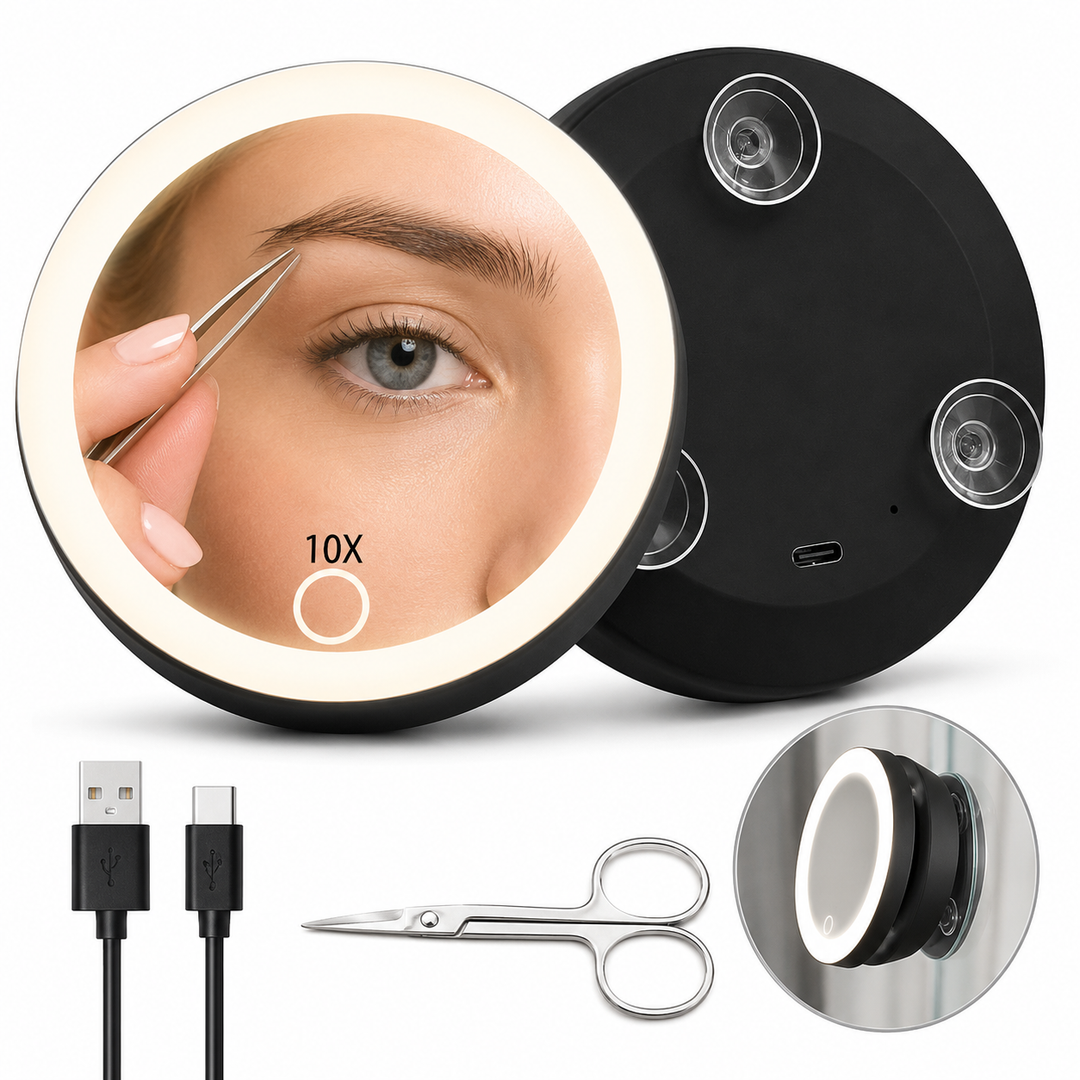 TenX LED Sugande Förstoringsspegel för Makeup med Touch Sensor USB Uppladdningsbar Bärbar