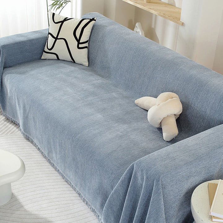 Chenillefilt Herringbone Fringed Sofföverdrag