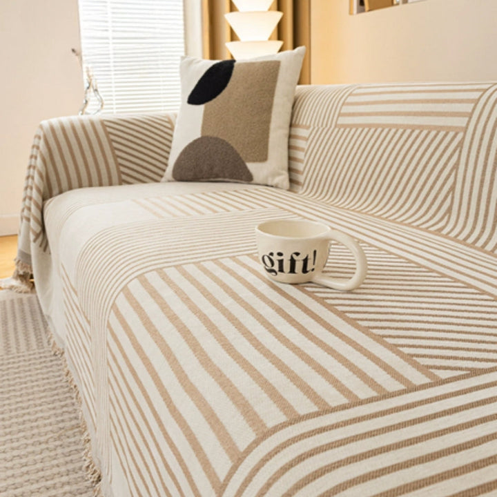 Chenille Randig Fringed Sofföverdrag